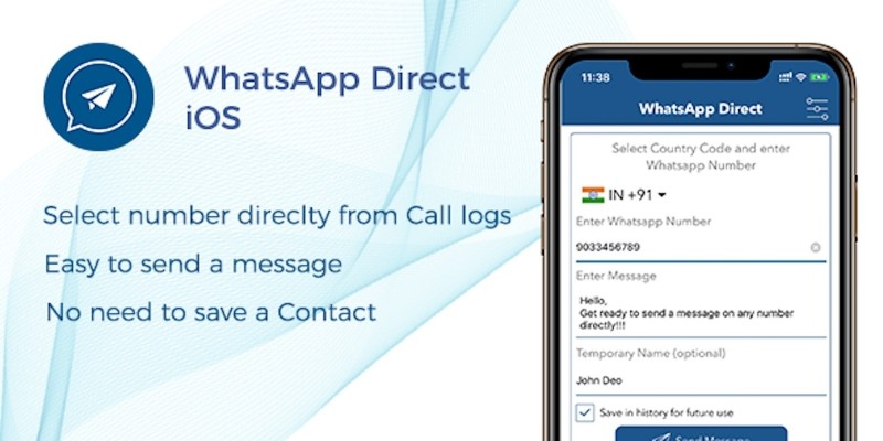 WhatsApp Direct - Send Message Without Contact iOS