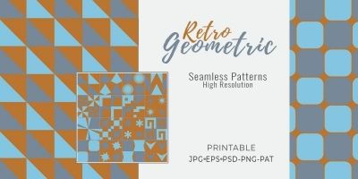 16 Retro Geometric Seamless Tile Patterns - RGB
