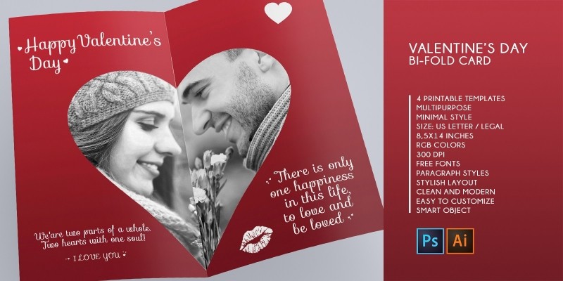 Bi-Fold Valentine Printable Cards