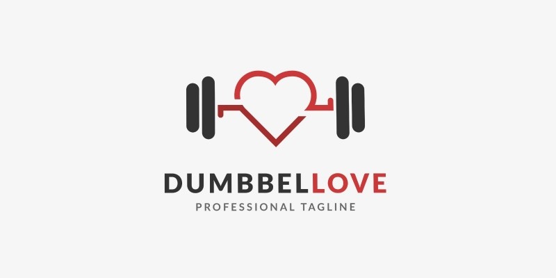 Dumbell Love Logo Template