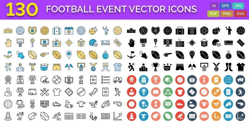 130 Football Event Vector Icons