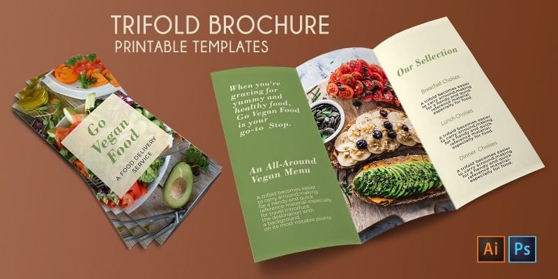 Trifold Vegan Food Brochure - 2 Templates