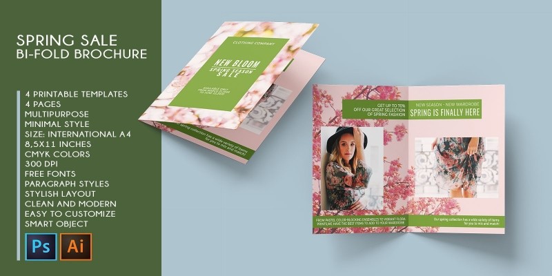 Bi-Fold Fashion Sale Printable Brochure A4 CMYK