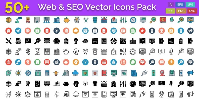 50 Web and SEO Vector Icons pack