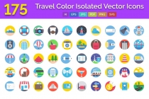 175 Travel Color Isolated Vector Icons Screenshot 1