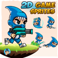 Shark Boy 2D Game Sprites