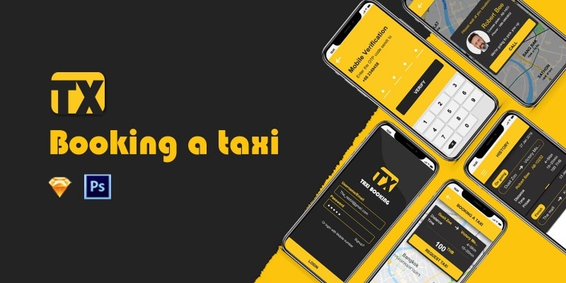 TX - Taxi Booking UI Kit PSD
