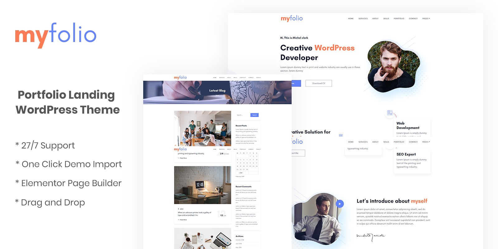 MyFolio - Portfolio Landing WordPress Theme