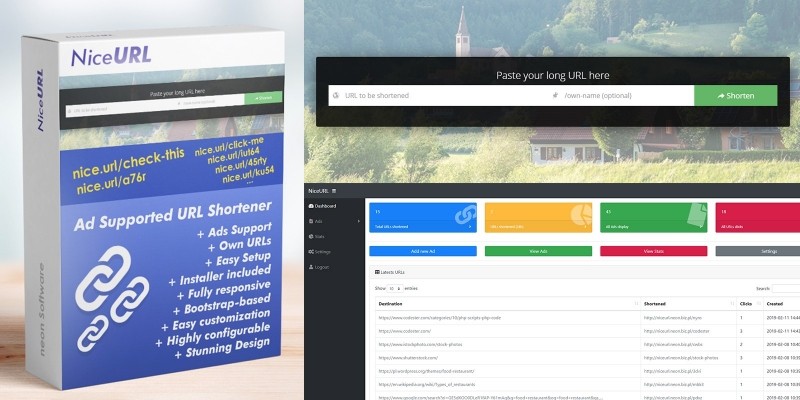 NiceURL - URL Shortener with Ads Support