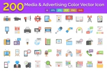 200 Media And Advertising Color Vector Icon Screenshot 1