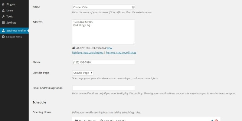 Business Contact Info WordPress Plugin 