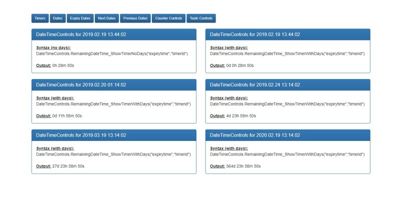 DateTimeControls - Date Time Controller Functions