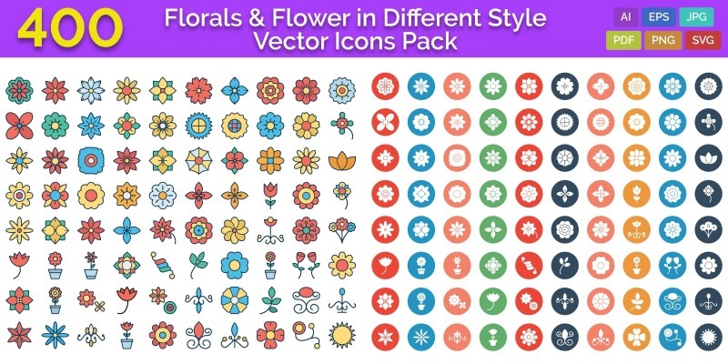 400 Florals & Flower in Different Style Vector