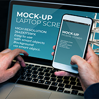 Laptop And Mobile Screen MockUp - PSD Template 