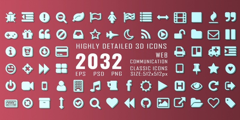 2032 3D Web Communication Icons Pack