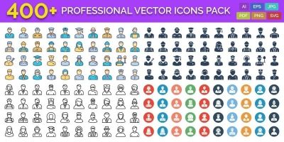 400 Professional Vector Icons Pack