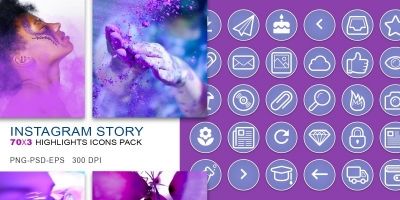 210 Instagram Story Highlights Purple Icons Pack