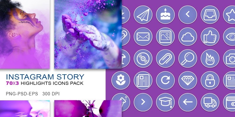 210 Instagram Story Highlights Purple Icons Pack