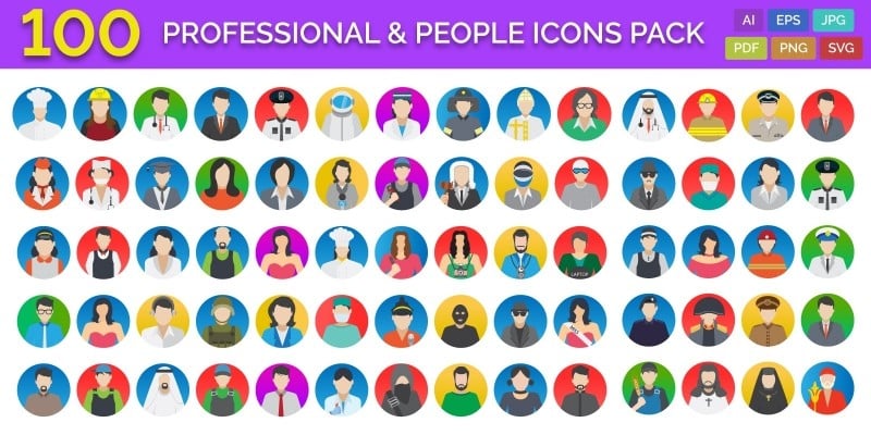100 Professional And People Icons Pack