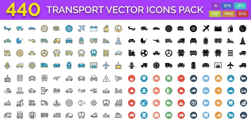 440 Transport Vector Icons Pack