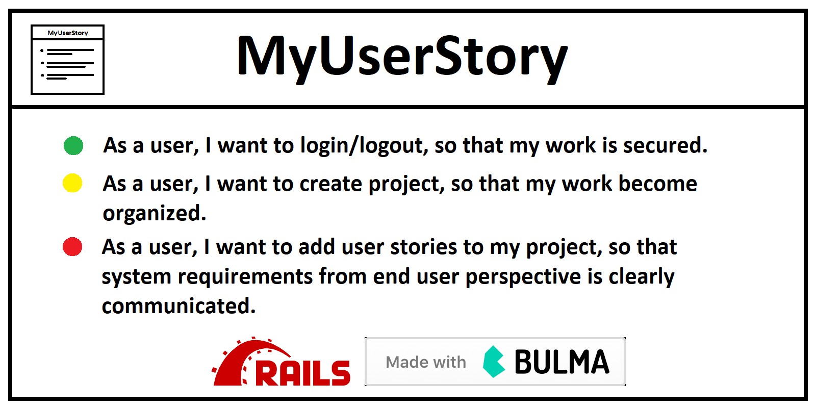 MyUserStory - Project Management Tool Ruby