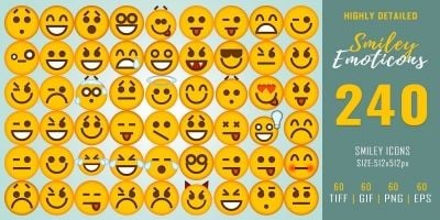 240 Smiley Emoticons - Icon Pack