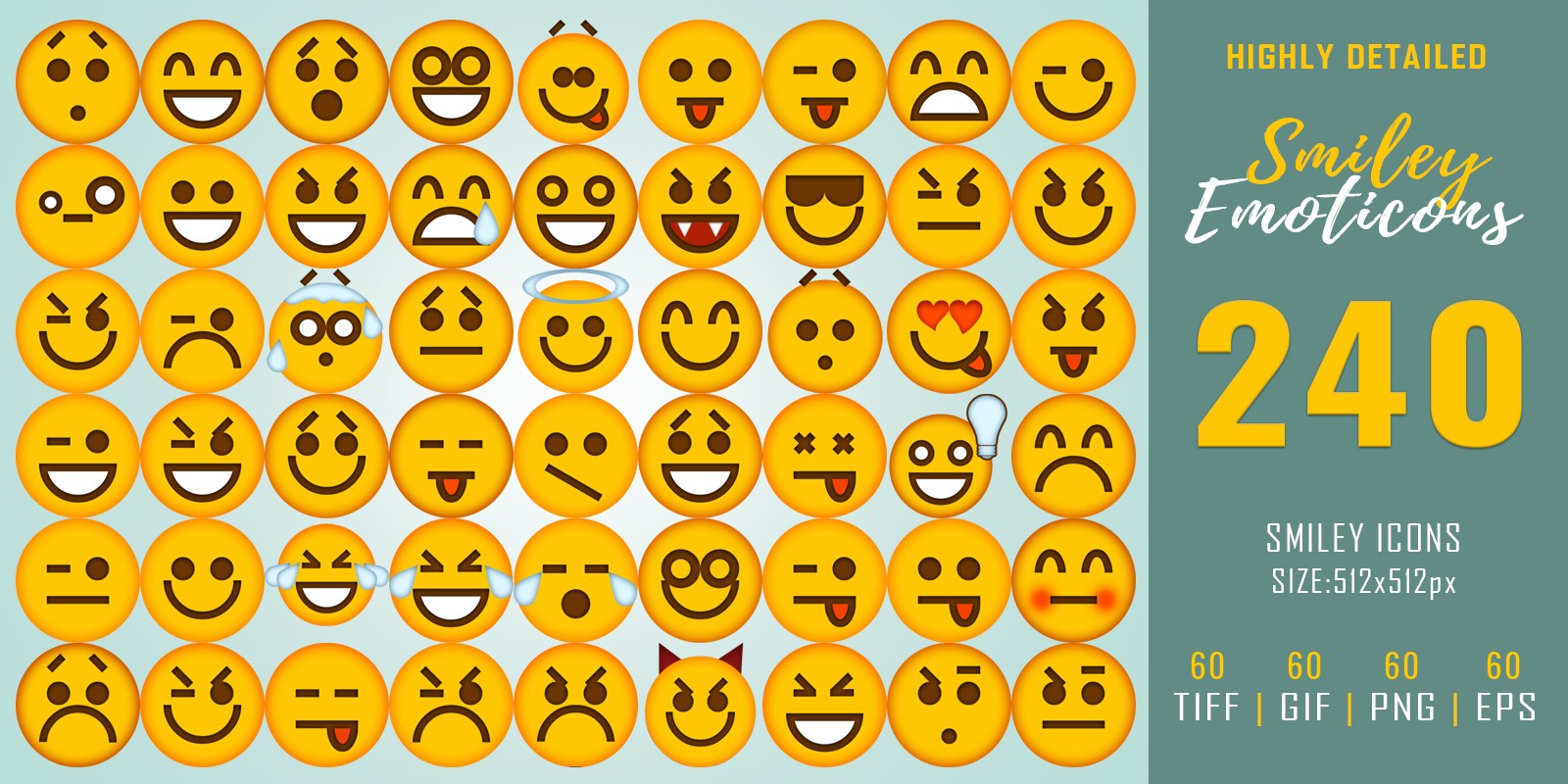240 Smiley Emoticons - Icon Pack