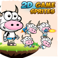 Cow 2D Game Character Sprites 
