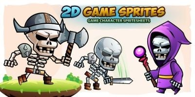 Skull warriors 2D Game Sprites Set