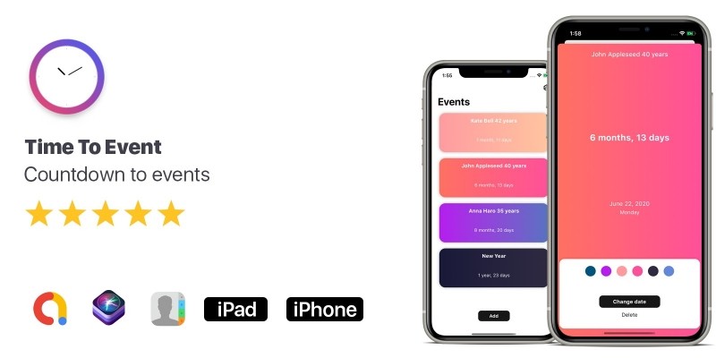 Time to event - iOS App Source Code