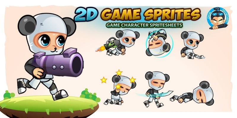 Panda Boy 2D Game Sprites