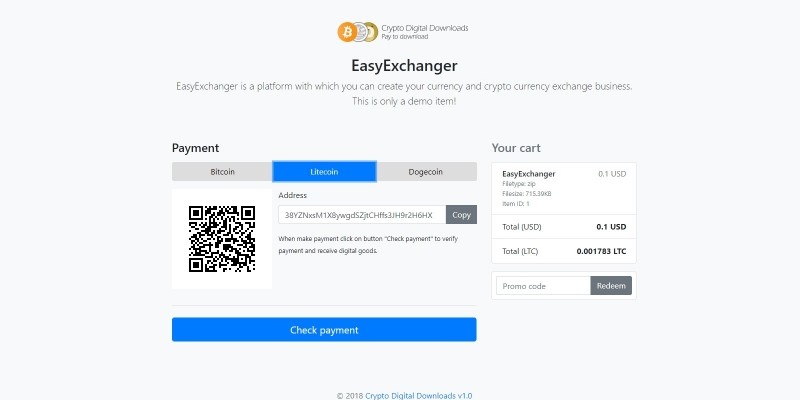 Crypto Digital Downloads PHP Script