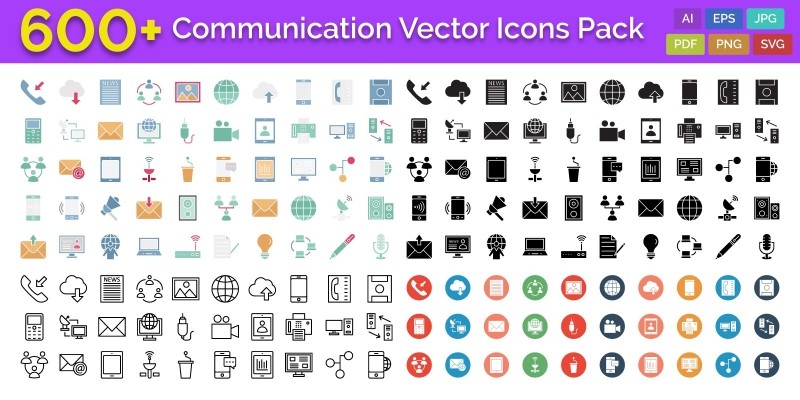 600 Communication Vector Icons Pack