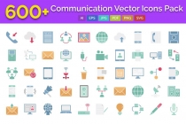 600 Communication Vector Icons Pack Screenshot 1