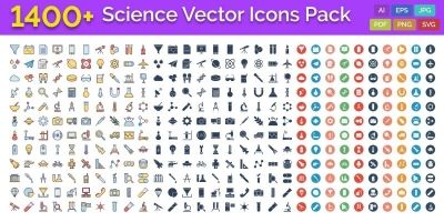 1400 Science Vector Icons Pack