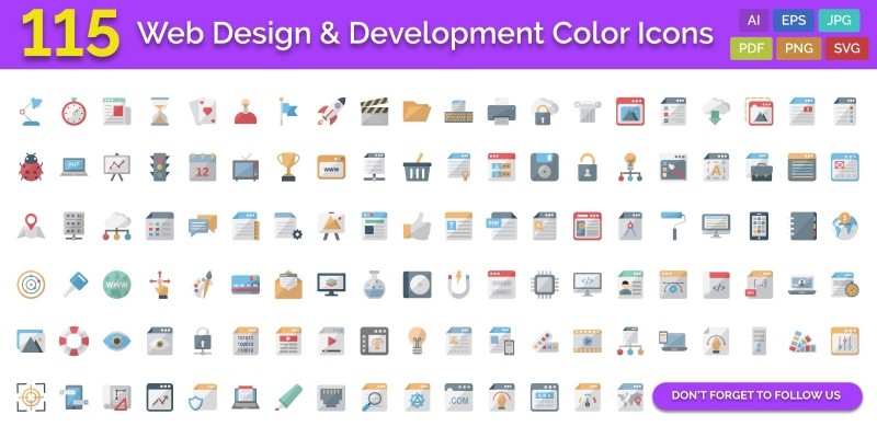 115 Web Design and Development Color Icons