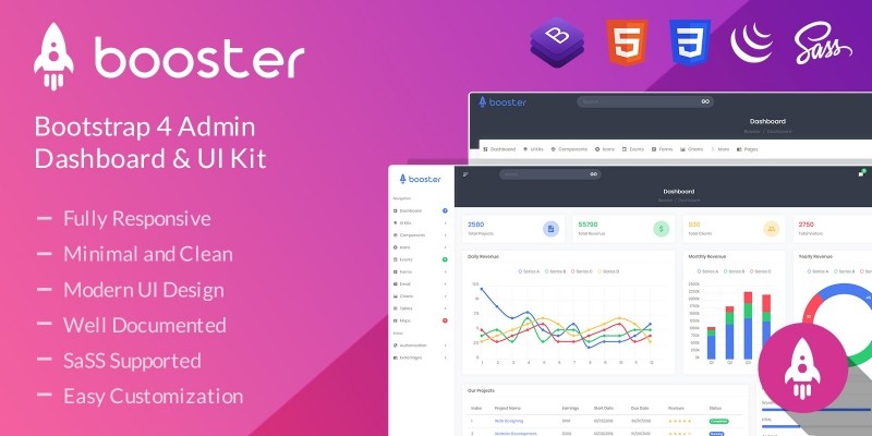 Booster - Bootstrap 4 Admin Dashboard 