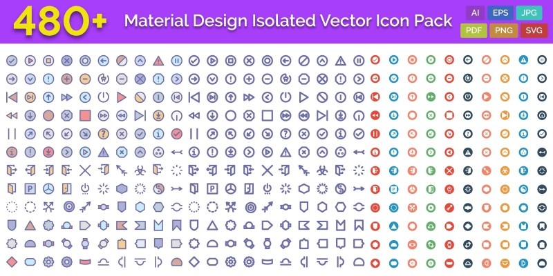 480+ Material Design Isolated Vector Icon Pack