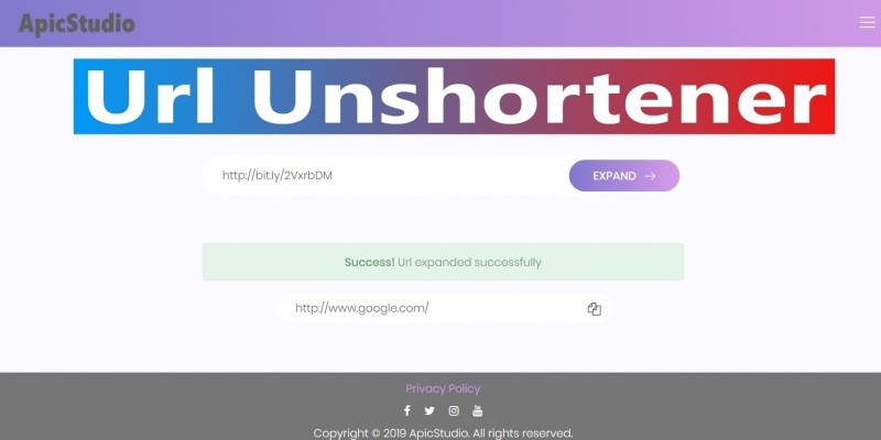 URL Unshortener PHP Script