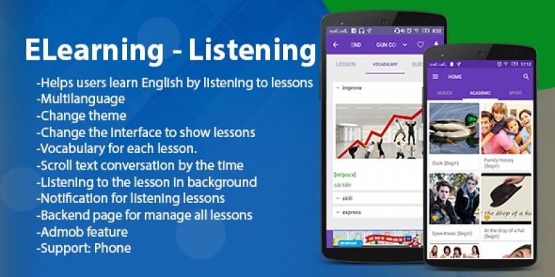 ELearning - Listening Android App With PHP Backend