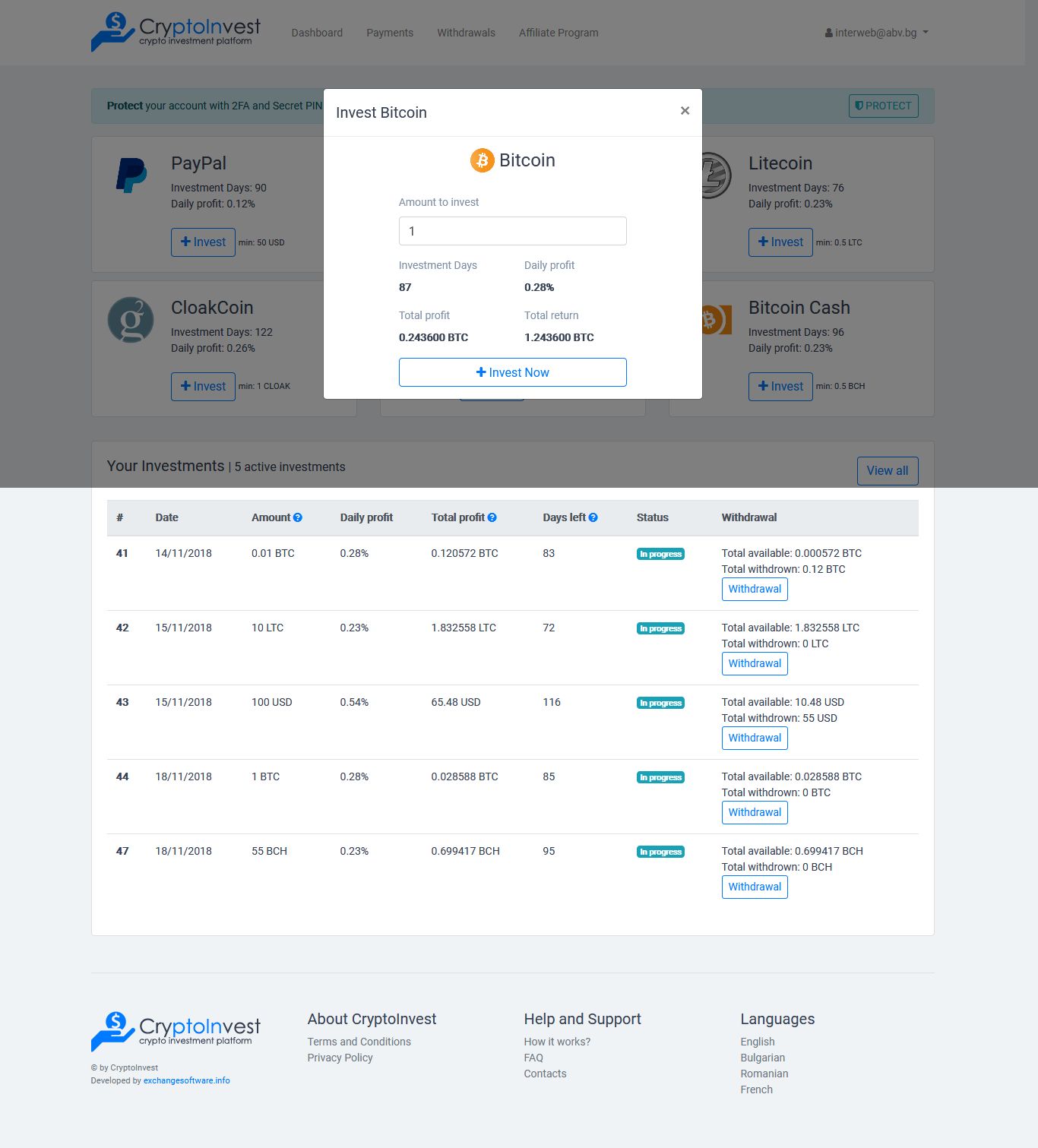 CryptoInvest - Crypto Investment Platform Script by ...