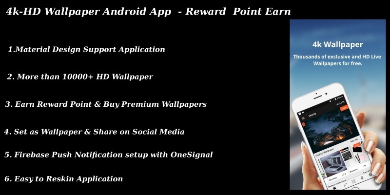 4k-HD Wallpaper Android App - Reward Points 