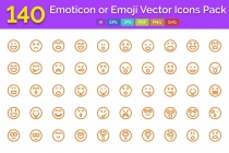 140 Emoticon or Emoji Vector Icons Screenshot 1