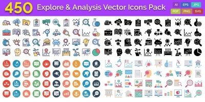 450 Explore And Analysis Vector Icons Pack