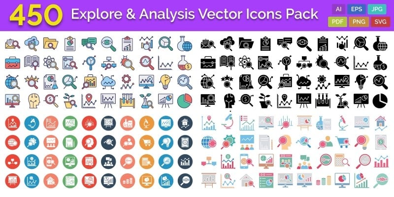 450 Explore And Analysis Vector Icons Pack