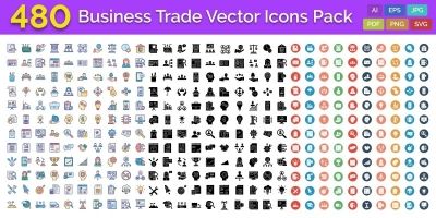 480 Business Trade Vector Icons Pack