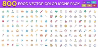 800 Food Vector Icons Pack