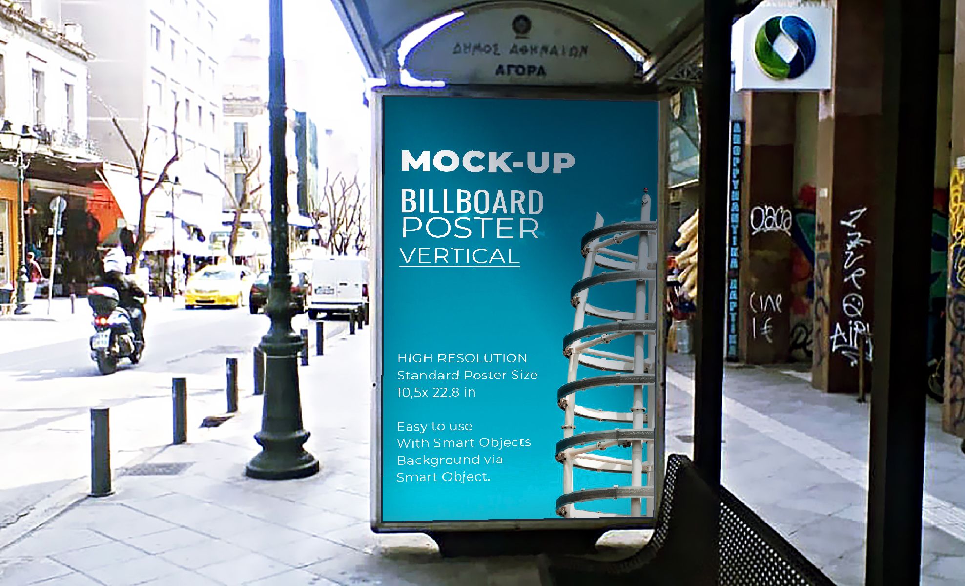 Download Billboard Bus Stop Mock-Up - PSD Template by Graphicques | Codester