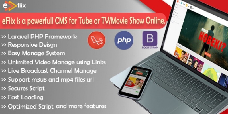 eFlix CMS - Live Video Watch Online PHP Script