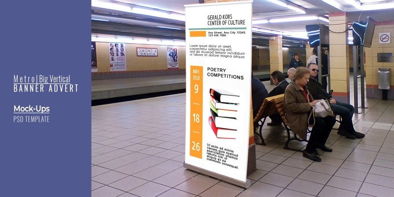 Metro Vertical Banner Advert Mock-up - PSD